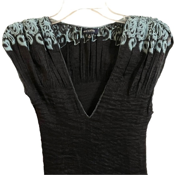 Max Edition Textured Print Elasticized Bodice Dress Sz M - Picture 4 of 13